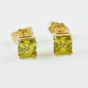 14K GP crystal Stud earings Butterfly Backs